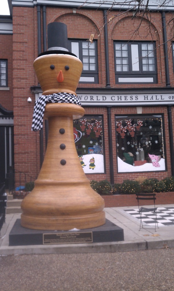 St. Louis! Central West End! Biggest Chess Piece, ever (no really, technically it is). Wearing a scarf and top hat, no less!